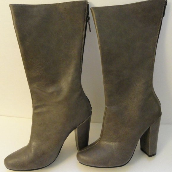 Michael Antonio Solange Grey Chunky Heel Boots Size US 8.5 - Picture 3 of 7